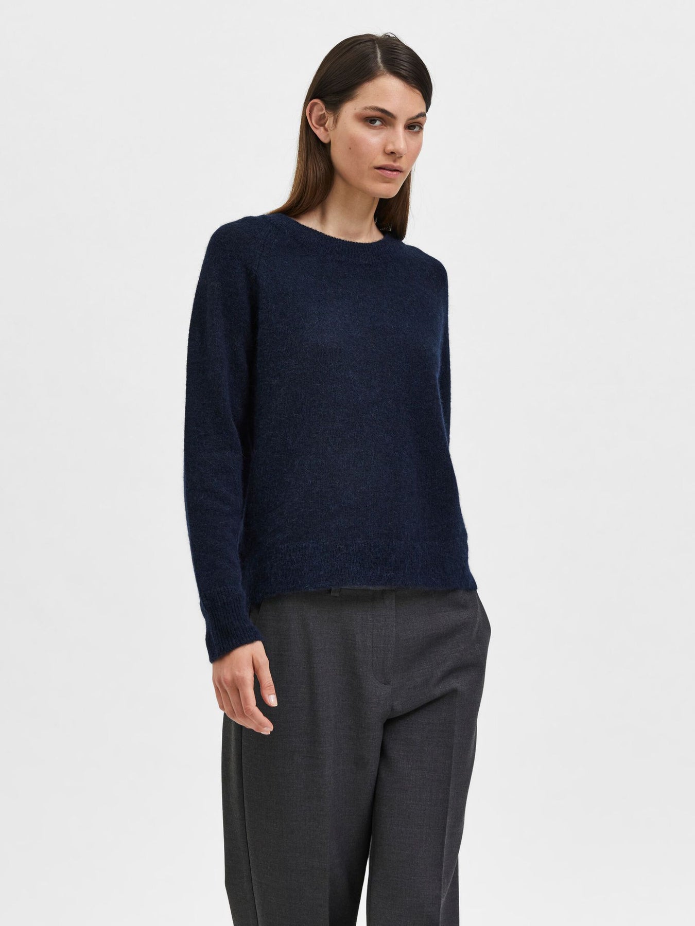 Lulu Ls Knit O-Neck - Dark Sapphire Melange