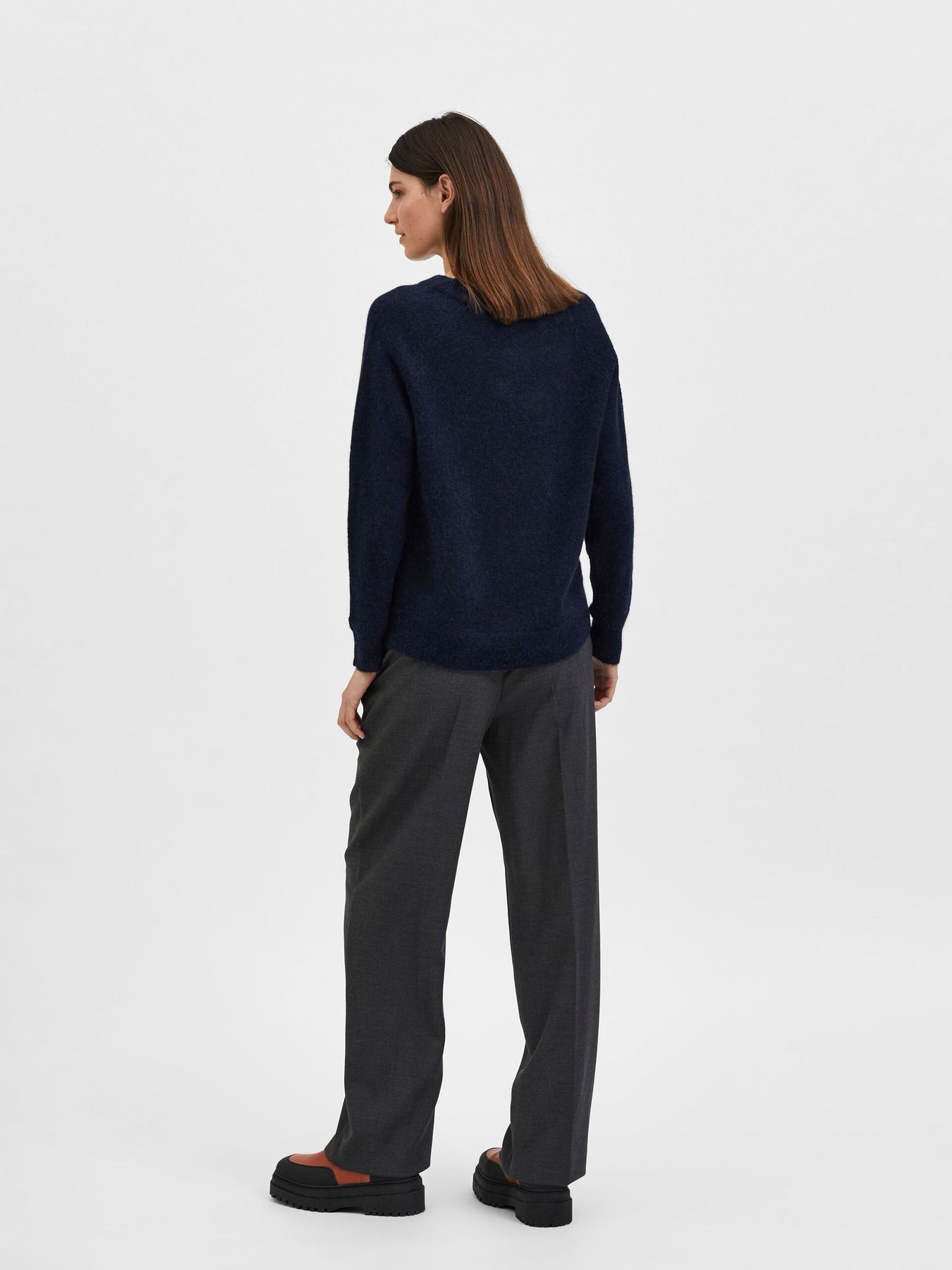 Lulu Ls Knit O-Neck - Dark Sapphire Melange