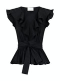 Joseline Poplin Top - Black