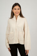 Sia LS Knit Zipper Cardigan - Birch Melange