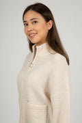 Sia LS Knit Zipper Cardigan - Birch Melange