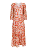 Nilana Vintage Flower Dress - Soft Tangerine