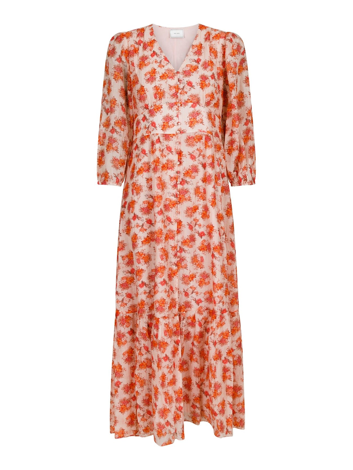 Nilana Vintage Flower Dress - Soft Tangerine