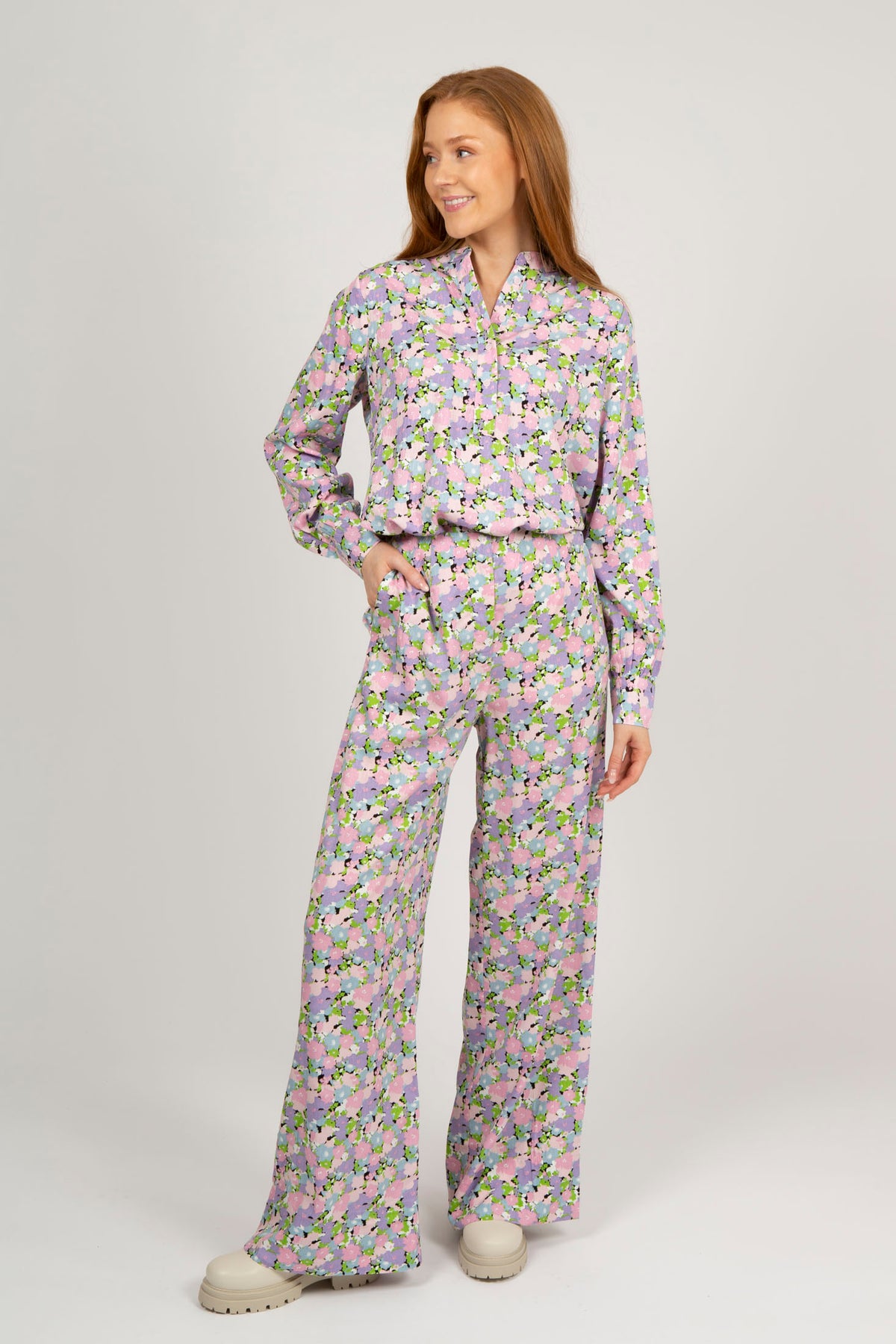Judita LS Long Top - Violet Tulip AOP