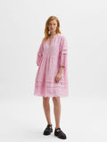 Minja 3/4 Broderi Knee Dress - Lilac Sachet