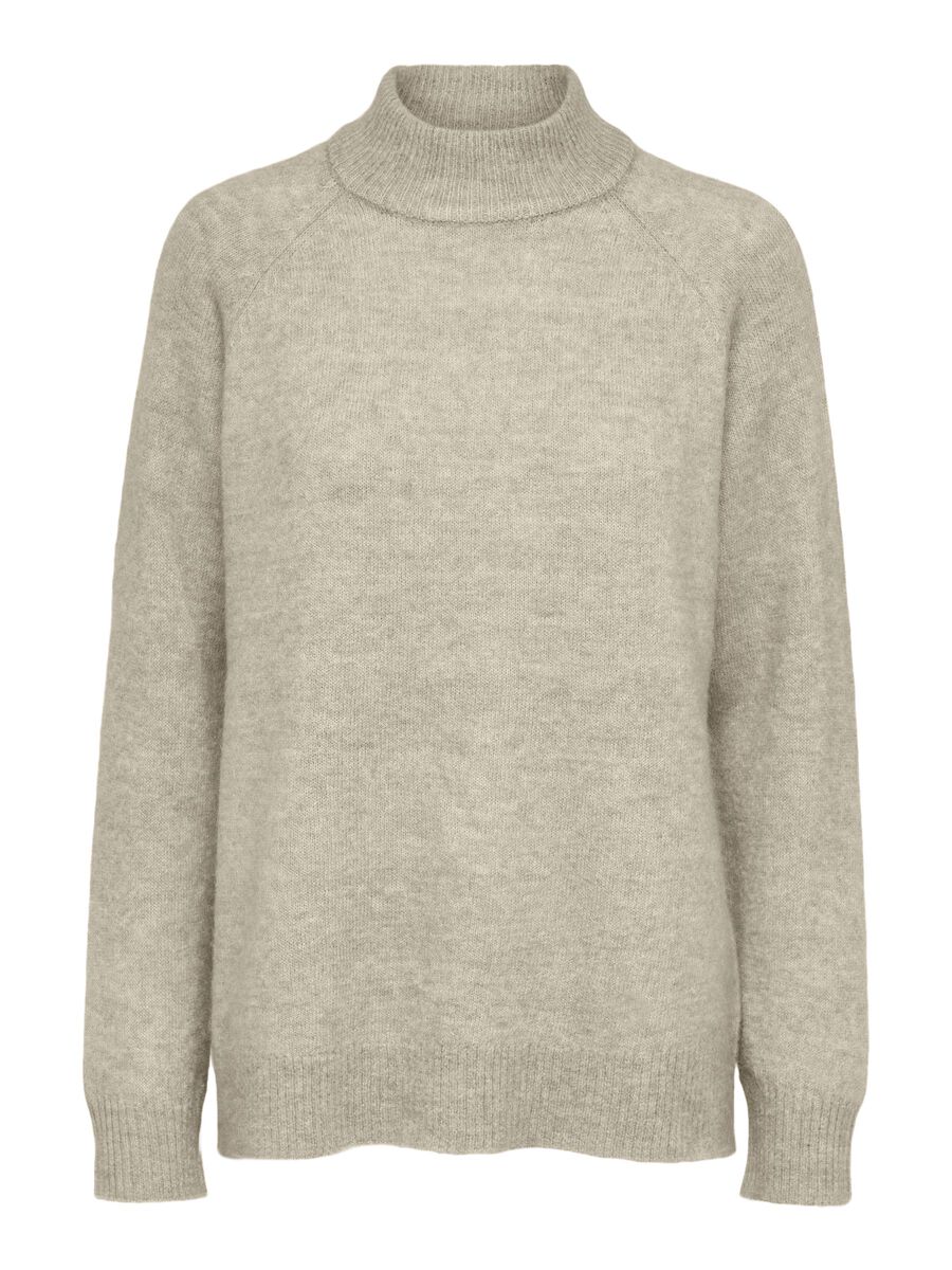 Lulu Ls Knit High Neck - Birch Melange