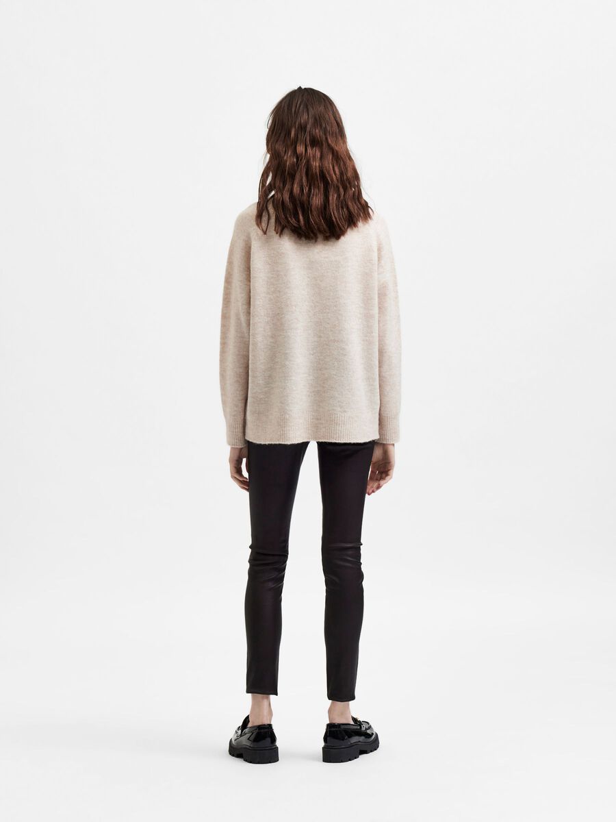 Lulu Ls Knit High Neck - Birch Melange