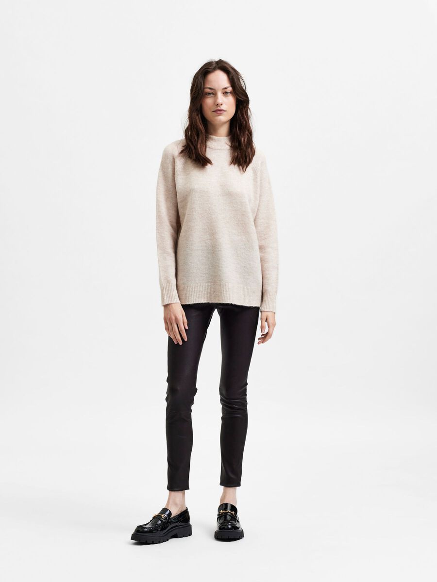 Lulu Ls Knit High Neck - Birch Melange