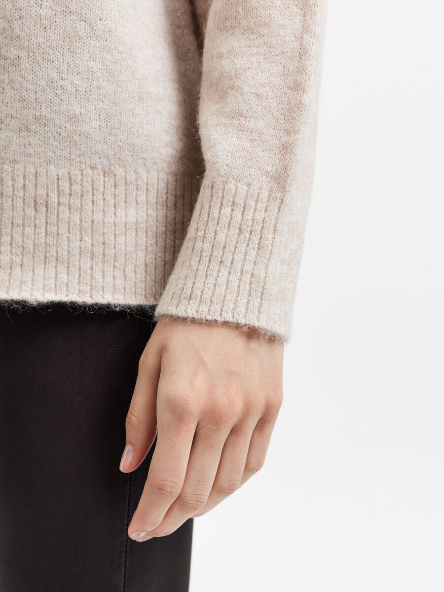 Lulu Ls Knit High Neck - Birch Melange