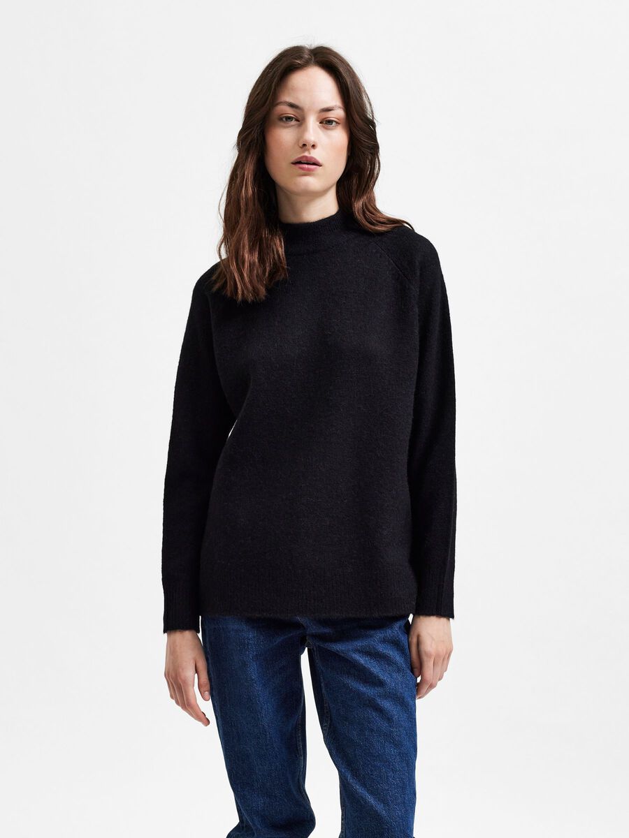 Lulu Ls Knit High Neck - Black