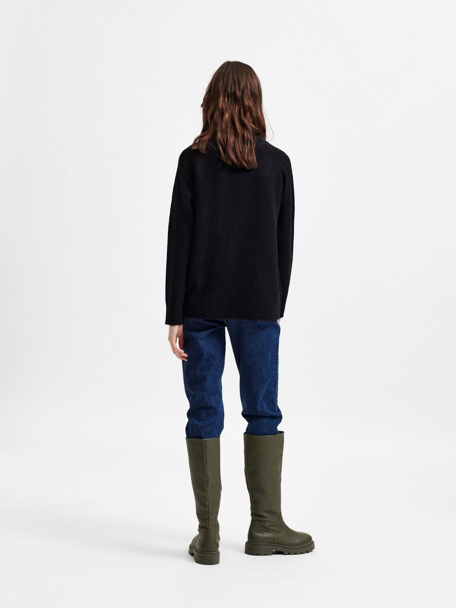 Lulu Ls Knit High Neck - Black