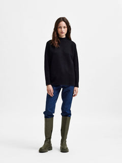 Lulu Ls Knit High Neck - Black