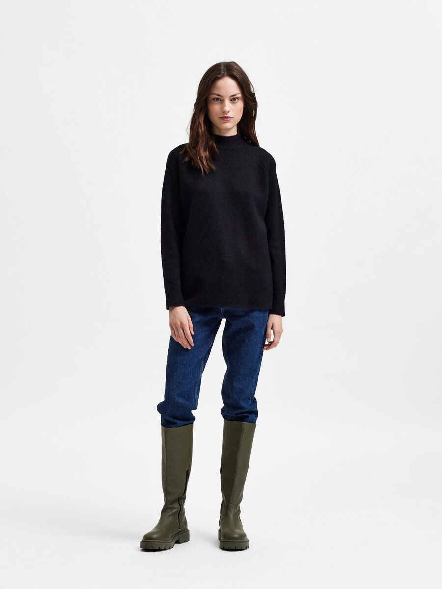 Lulu Ls Knit High Neck - Black