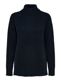 Lulu Ls Knit High Neck - Dark Sapphire Melange