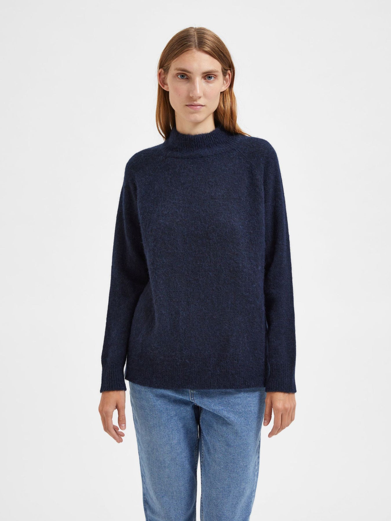 Lulu Ls Knit High Neck - Dark Sapphire Melange