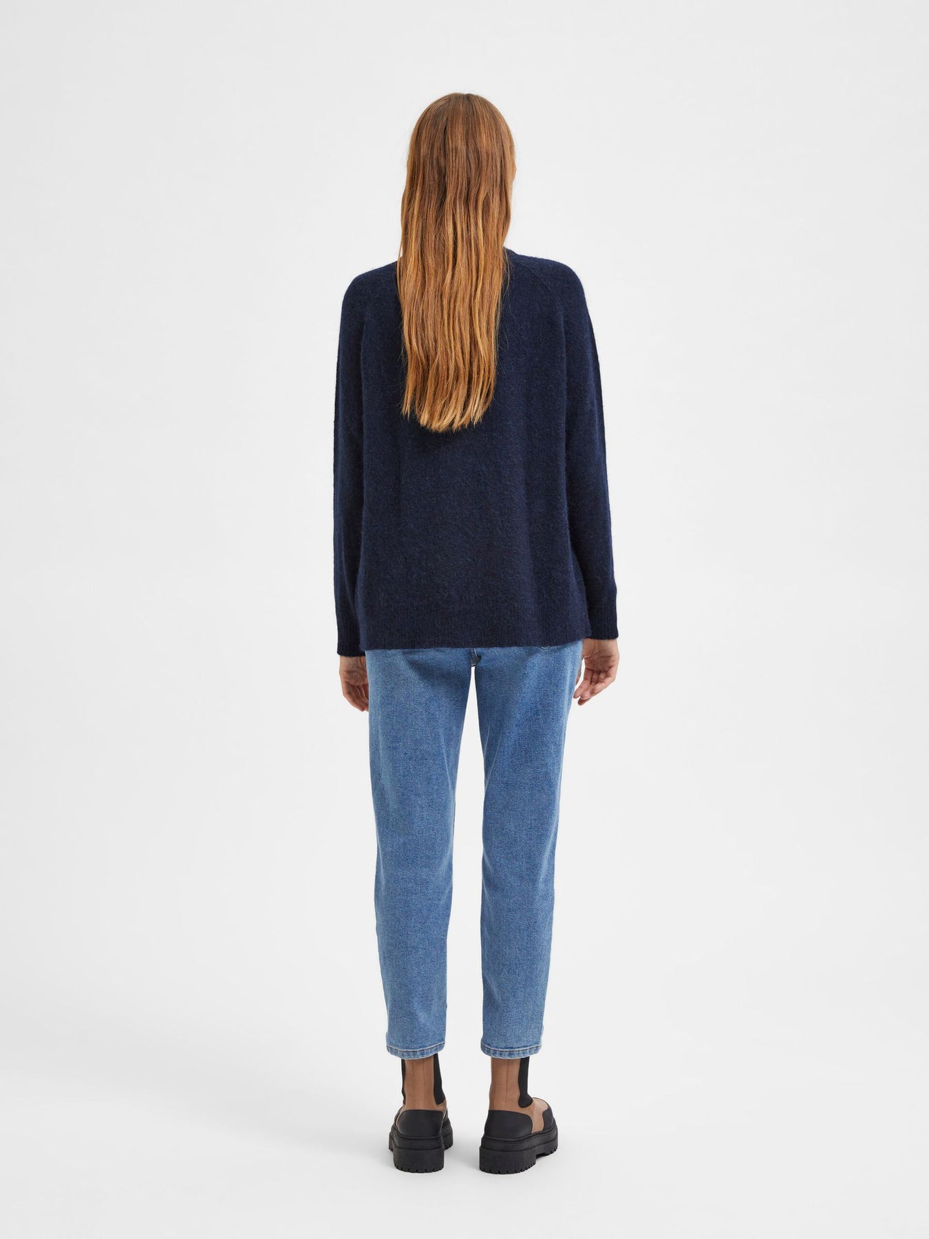 Lulu Ls Knit High Neck - Dark Sapphire Melange