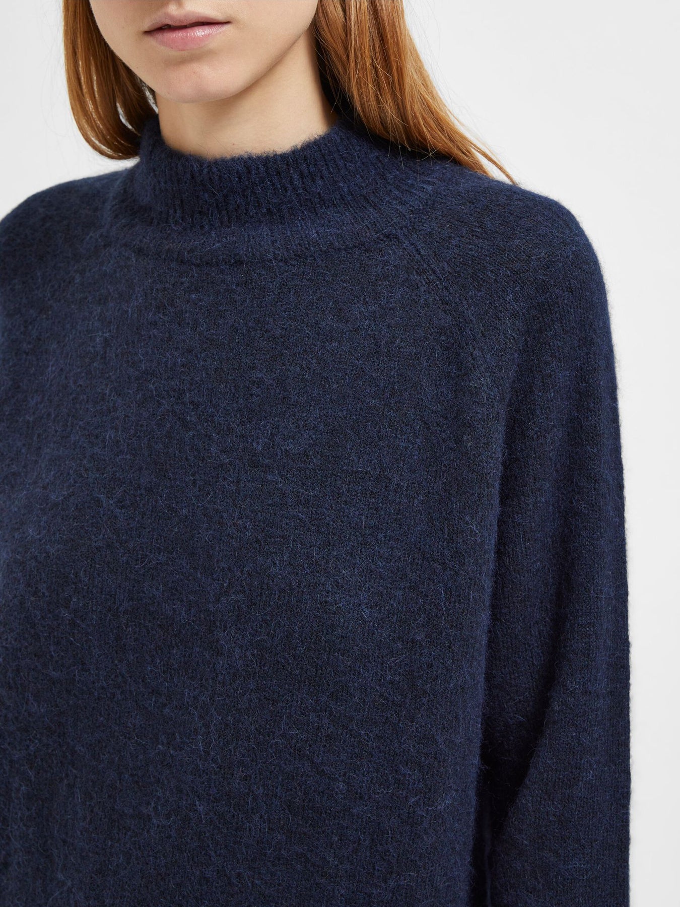 Lulu Ls Knit High Neck - Dark Sapphire Melange