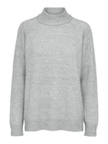 Lulu Ls Knit High Neck - Light Grey Melange