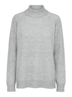 Lulu Ls Knit High Neck - Light Grey Melange
