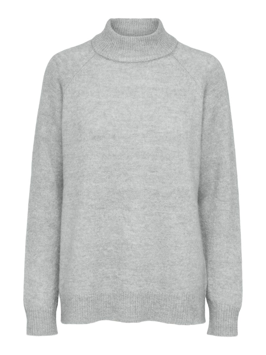 Lulu Ls Knit High Neck - Light Grey Melange