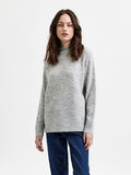 Lulu Ls Knit High Neck - Light Grey Melange