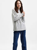 Lulu Ls Knit High Neck - Light Grey Melange