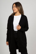 Lulu New Ls Knit Long Kofta - Svart