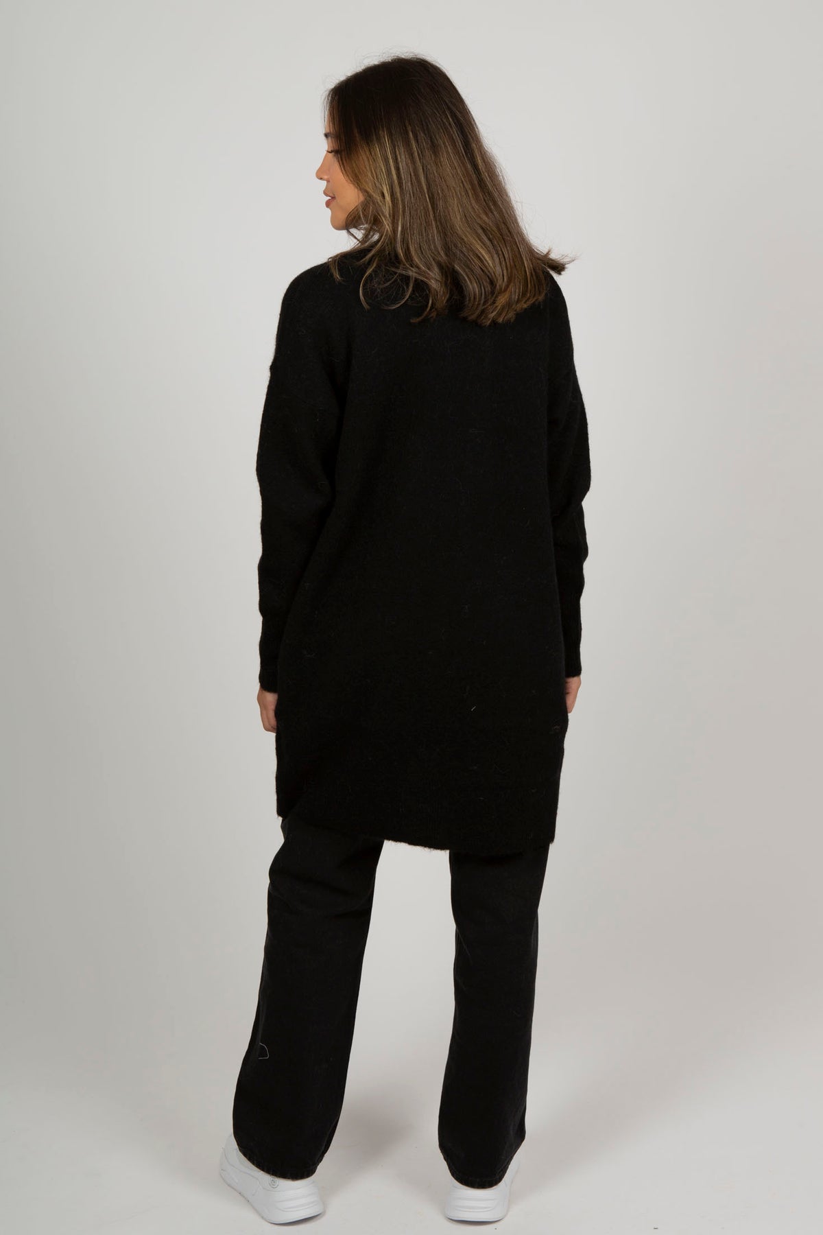 Lulu New Ls Knit Long Kofta - Svart
