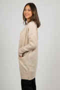 Lulu New Ls Knit Long Cardigan - Birch Melange