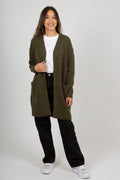 Lulu New Ls Knit Long Cardigan - Kalamata Melange
