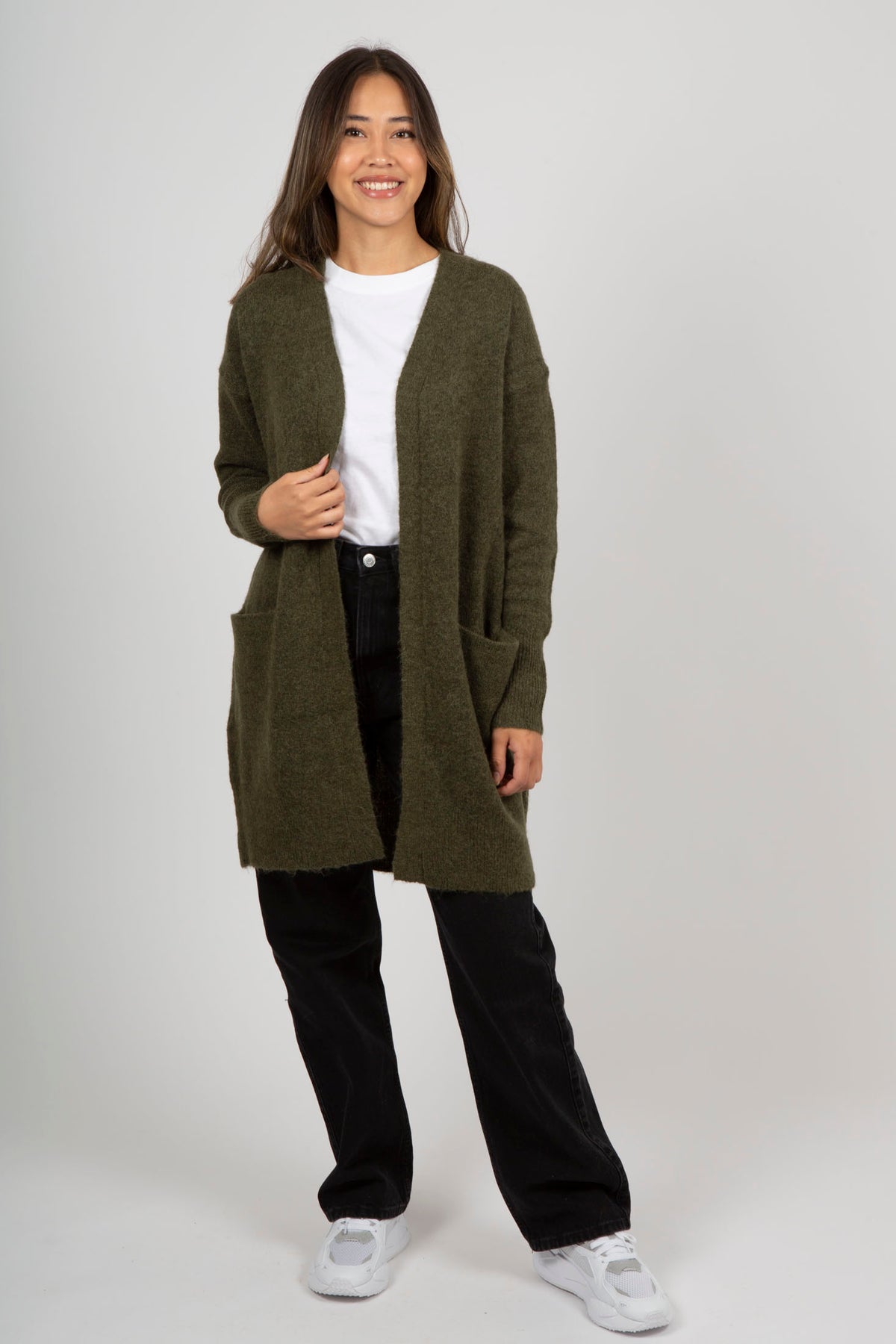 Lulu New Ls Knit Long Cardigan - Kalamata Melange