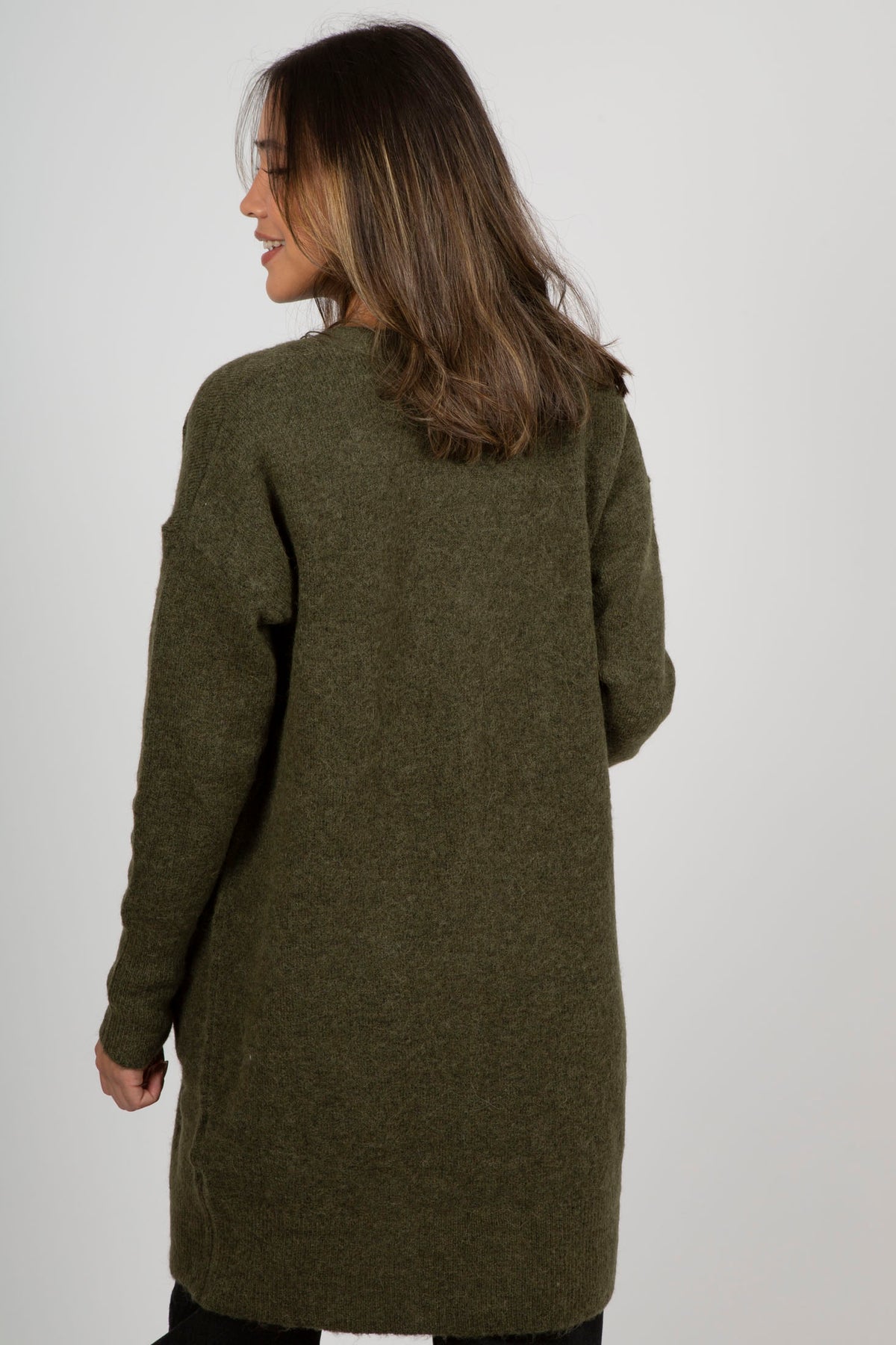 Lulu New Ls Knit Long Cardigan - Kalamata Melange
