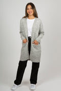 Lulu New Ls Knit Long Cardigan - Light Grey Melange
