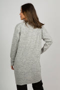 Lulu New Ls Knit Long Cardigan - Light Grey Melange