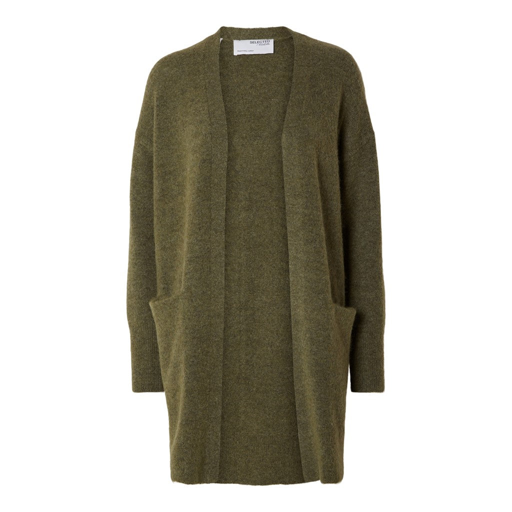 Lulu New Ls Knit Long Cardigan - Dusky Green