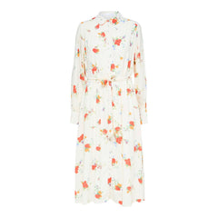 Walda LS AOP Midi Dress - Snow White