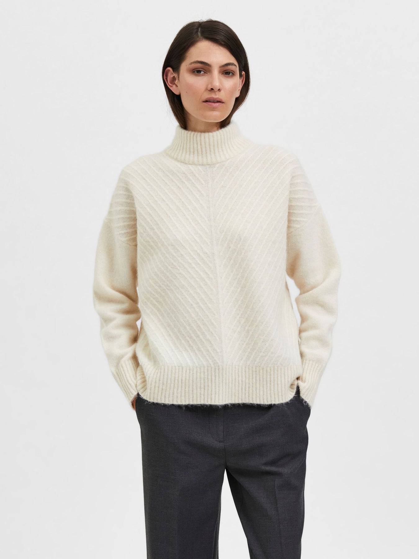 Sif Sisse Ls Knit Highneck - Birch