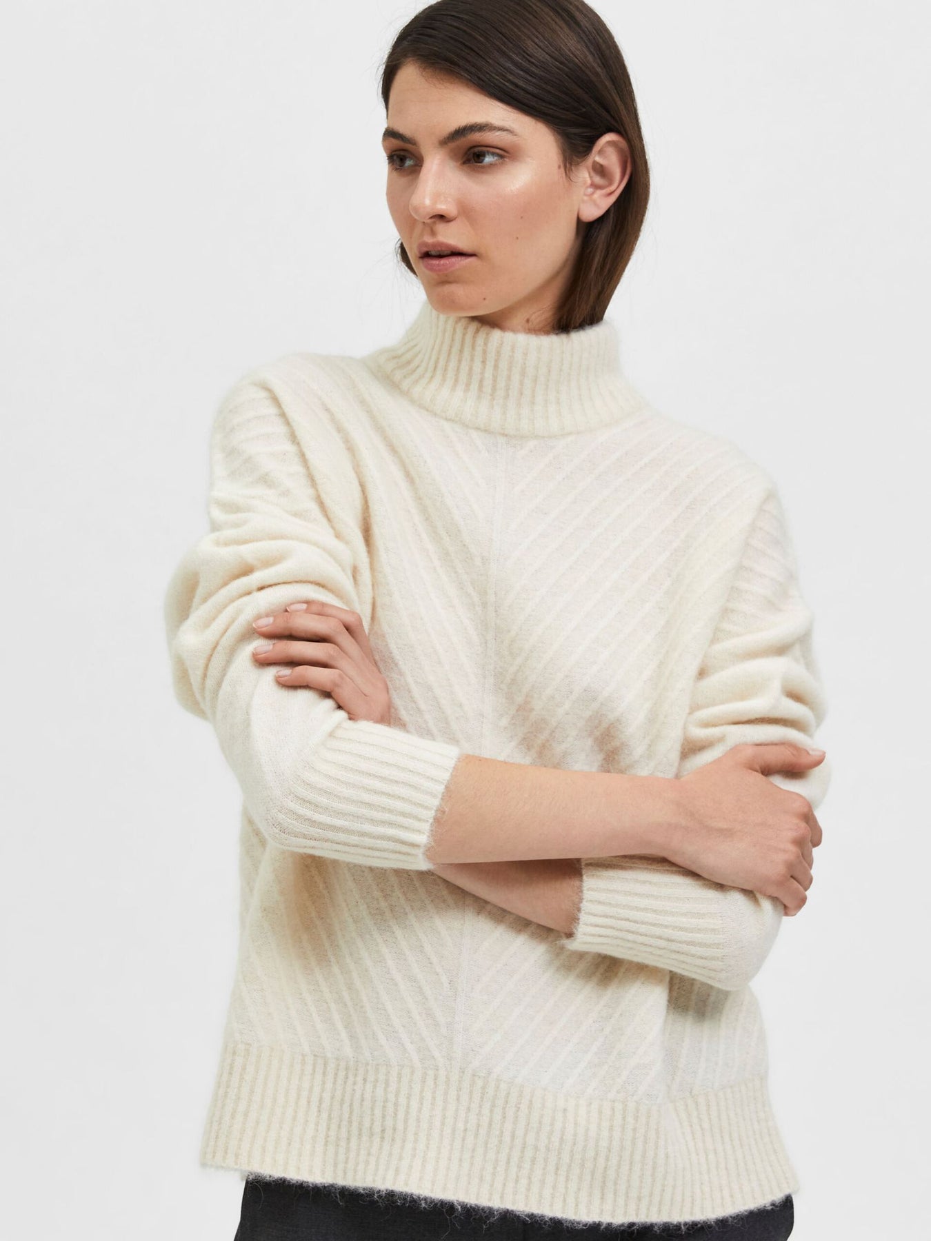 Sif Sisse Ls Knit Highneck - Birch