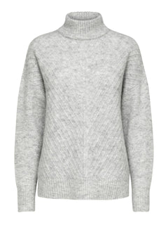 Sif Sisse Ls Knit Highneck - Light Grey Melange
