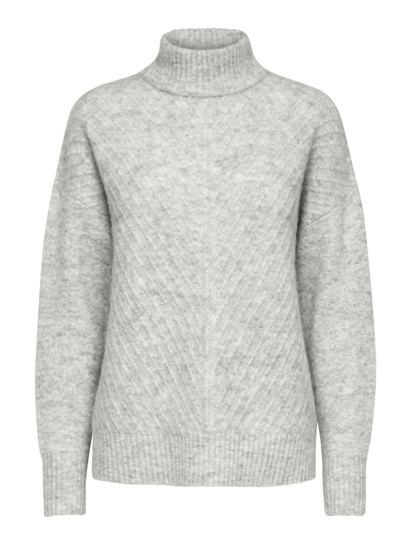 Sif Sisse Ls Knit Highneck - Light Grey Melange
