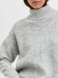 Sif Sisse Ls Knit Highneck - Light Grey Melange
