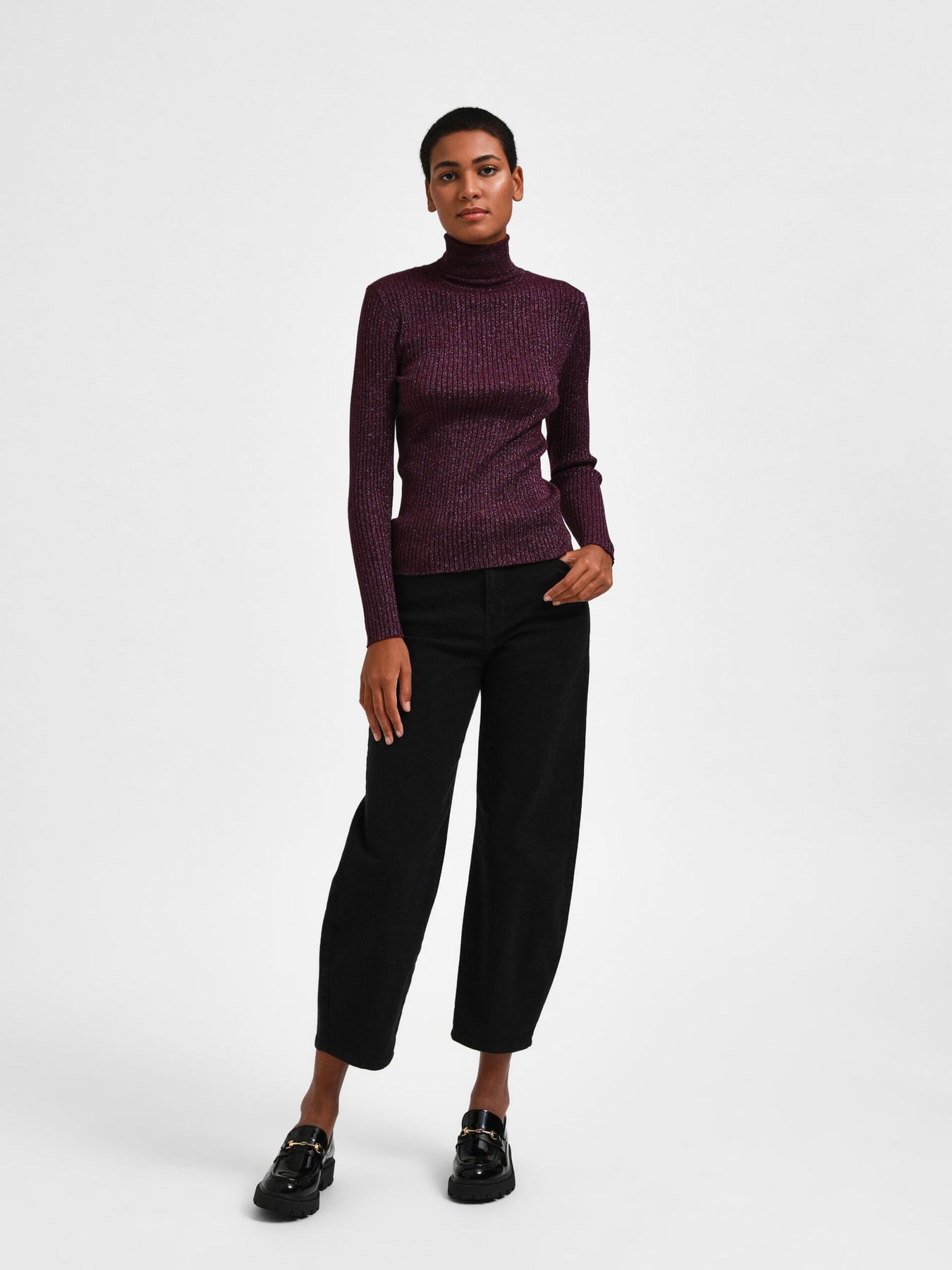 Lydia Ls Knit Rollneck - Potent Purple