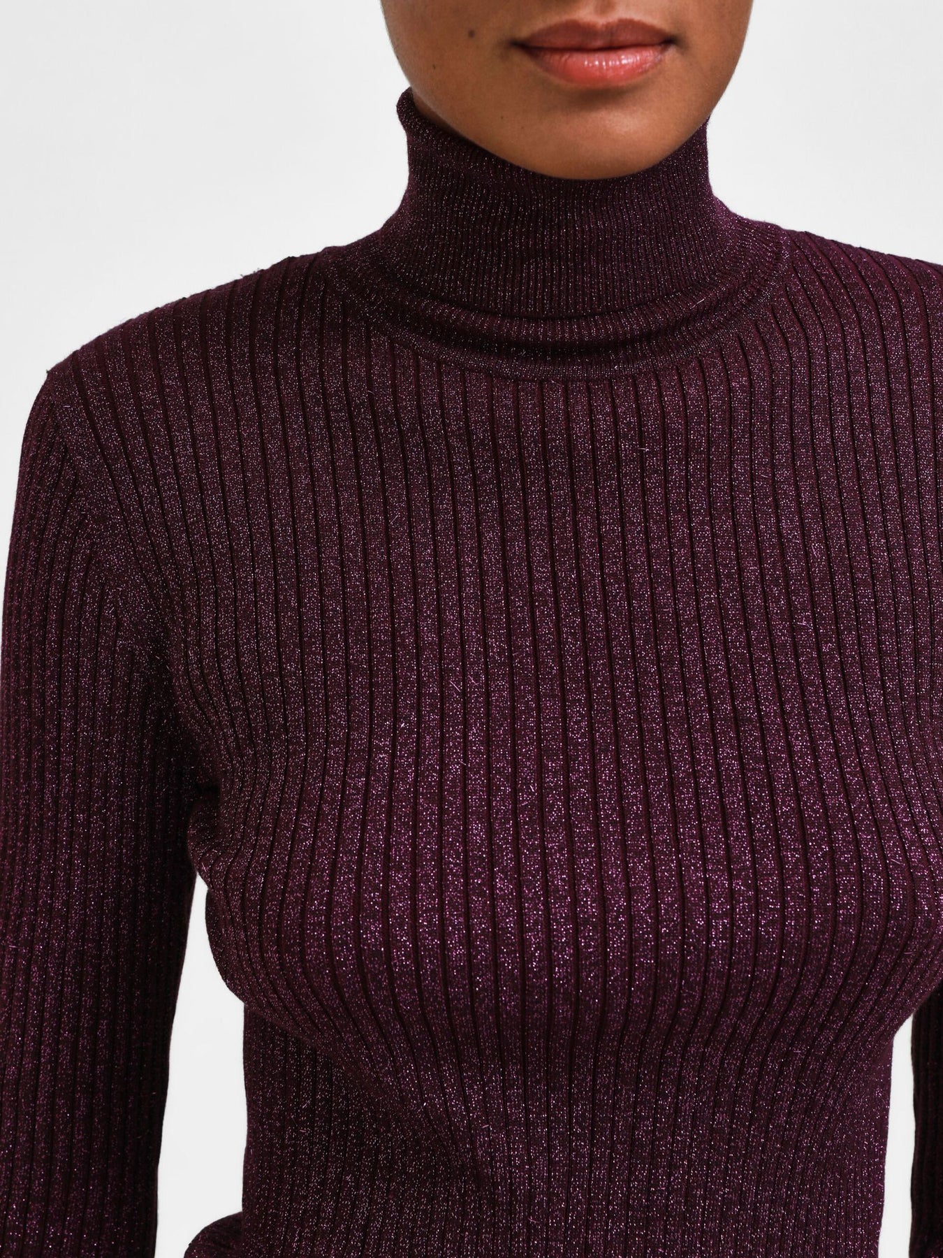 Lydia Ls Knit Rollneck - Potent Purple