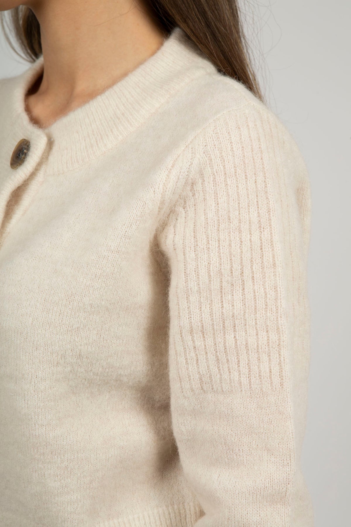 Sia Ls Knit Cardigan - Birch Melange
