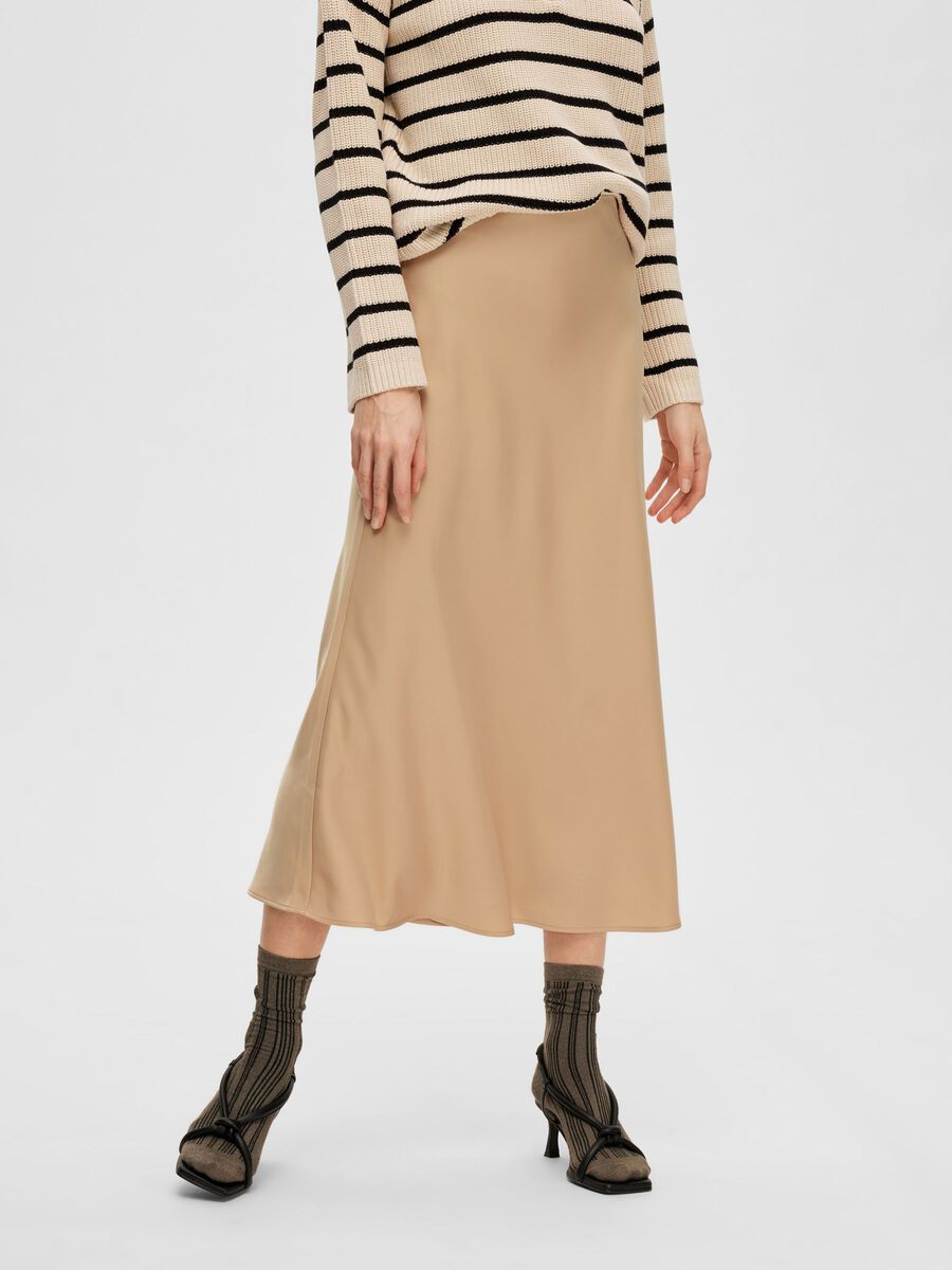 Lena HW Midi Skirt - Cuban Sand