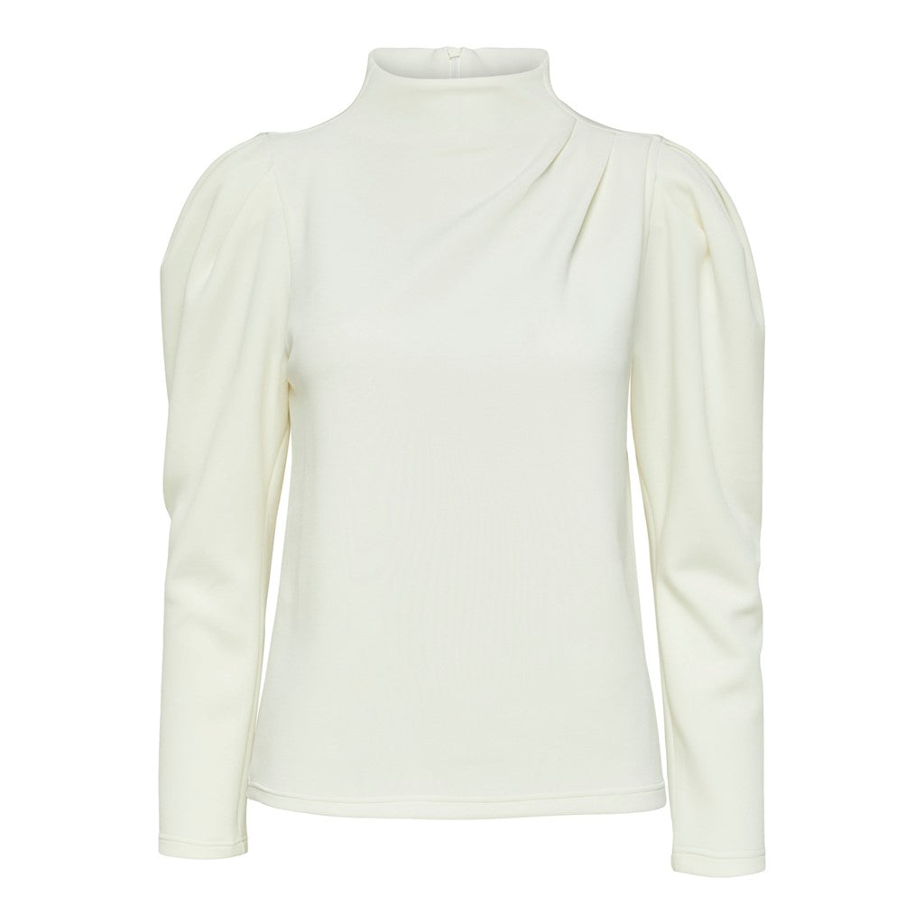 Fenja Ls T-Neck Top - Snow White