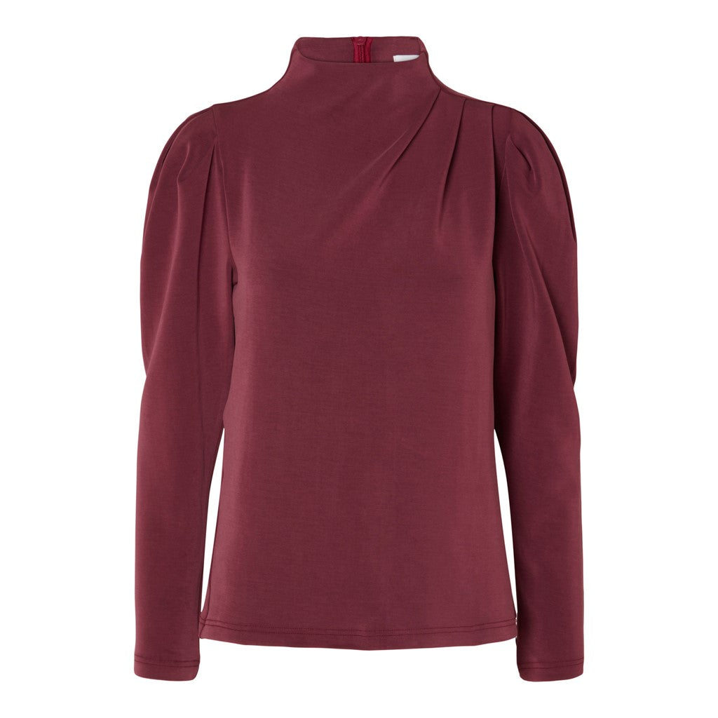 Fenja Ls T-Neck Top - Windsor Wine