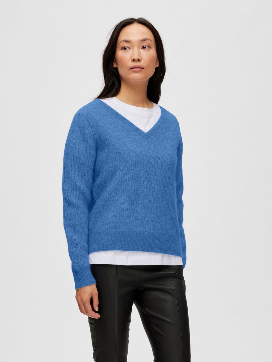 Ivi Umbra LS Knit V-Neck - Ultramerine Melange