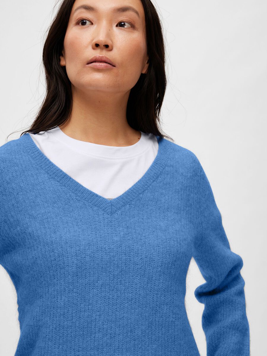 Ivi Umbra LS Knit V-Neck - Ultramerine Melange