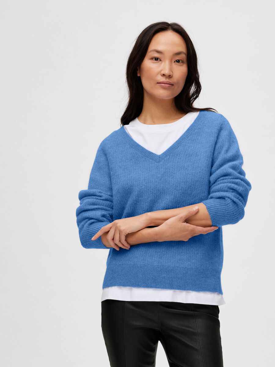Ivi Umbra LS Knit V-Neck - Ultramerine Melange